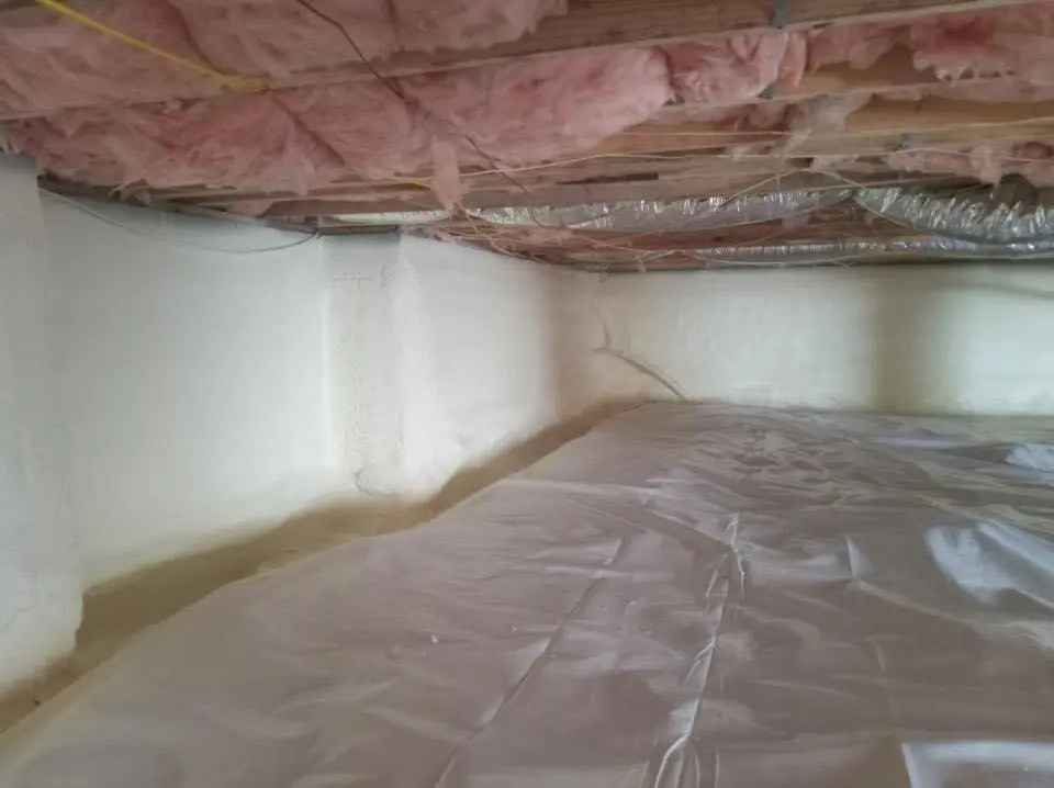 Crawl space encapsulation with closed-cell spray foam for Roof Waterproofing in Beaver Falls